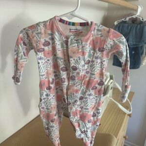 Magnetic Me Pink and White Footie One Piece